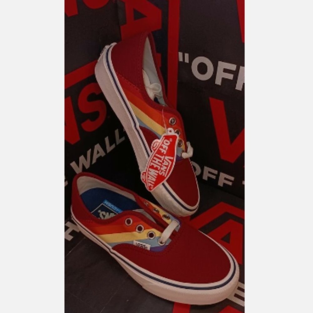 Vans Men 3.5/Women 5 Authentic Sf Rad Rainbow Biking Red/Marshmallow VN0A3MU6V7T